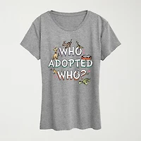 Who Adopted Womens Crew Neck Short Sleeve Classic Fit Dr. Seuss Graphic T-Shirt