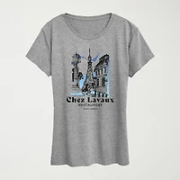 Chez Lavaux Womens Crew Neck Short Sleeve Classic Fit Graphic T-Shirt