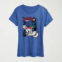 Black Widow Panels Womens Crew Neck Short Sleeve Classic Fit Marvel Graphic T-Shirt