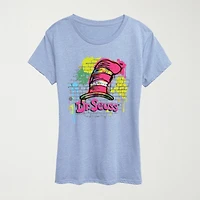 The Cat Hat Womens Crew Neck Short Sleeve Classic Fit Dr. Seuss Graphic T-Shirt