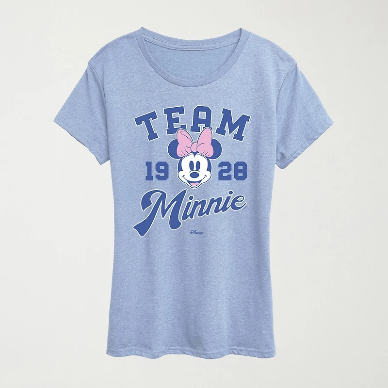Womens Crew Neck Short Sleeve Classic Fit Minnie Mouse Graphic T-Shirt