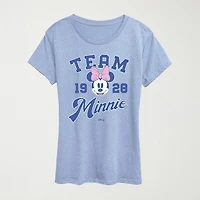 Womens Crew Neck Short Sleeve Classic Fit Minnie Mouse Graphic T-Shirt