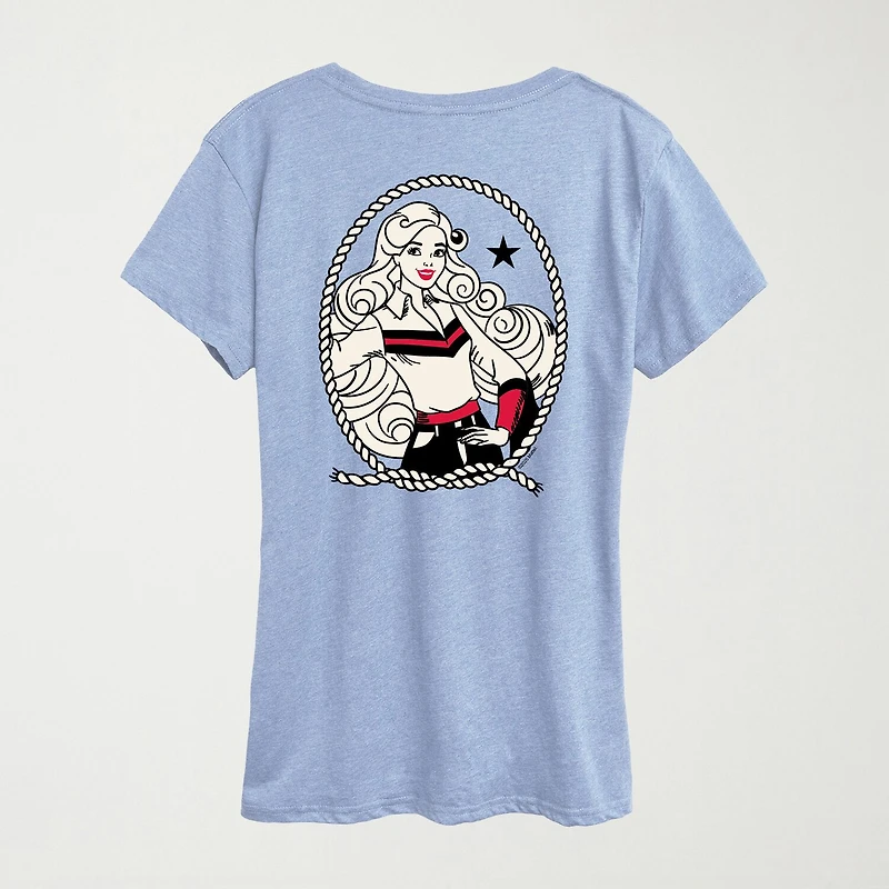Western Americana Womens Scoop Neck Short Sleeve Classic Fit Barbie Graphic T-Shirt