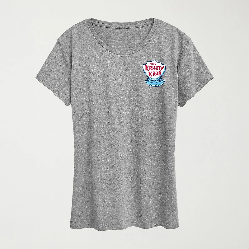Krusty Krab Womens Crew Neck Short Sleeve Classic Fit Spongebob Graphic T-Shirt