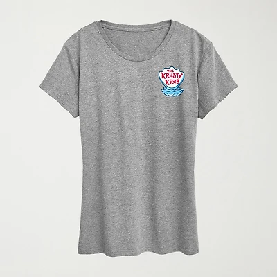 Krusty Krab Womens Crew Neck Short Sleeve Classic Fit Spongebob Graphic T-Shirt