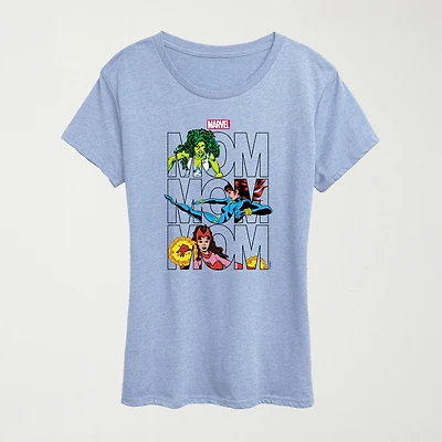 Marvel Mom Womens Crew Neck Short Sleeve Classic Fit Graphic T-Shirt