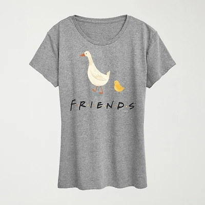 Friends Goose Chicken Womens Crew Neck Short Sleeve Classic Fit Graphic T-Shirt