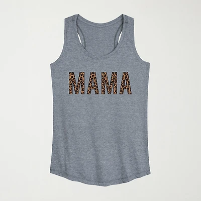 Mama Leopard Womens Scoop Neck Sleeveless Tank Top