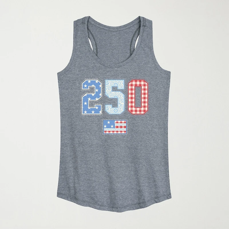 250 Americana Quilt Womens Crew Neck Sleeveless Tank Top
