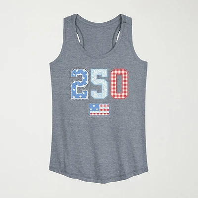 250 Americana Quilt Womens Crew Neck Sleeveless Tank Top