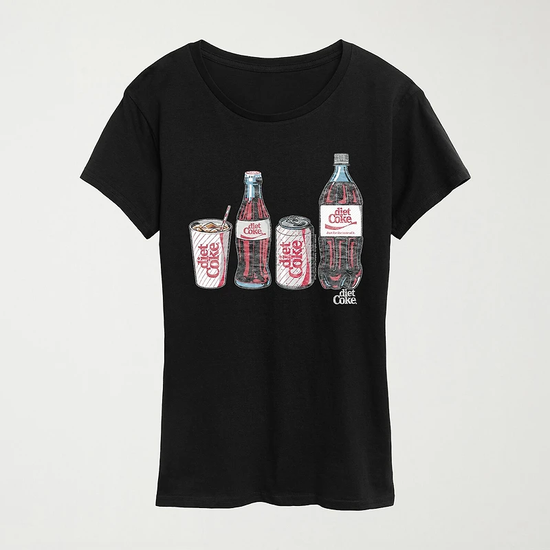 Diet Coke Bottle Cans Womens Crew Neck Short Sleeve Classic Fit Graphic T-Shirt