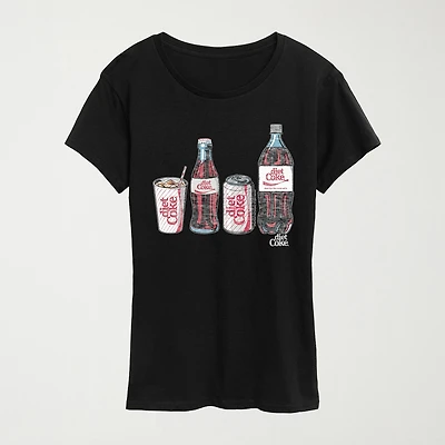 Diet Coke Bottle Cans Womens Crew Neck Short Sleeve Classic Fit Graphic T-Shirt