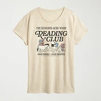 Reading Club Womens Crew Neck Short Sleeve Classic Fit Winnie The Pooh Graphic T-Shirt