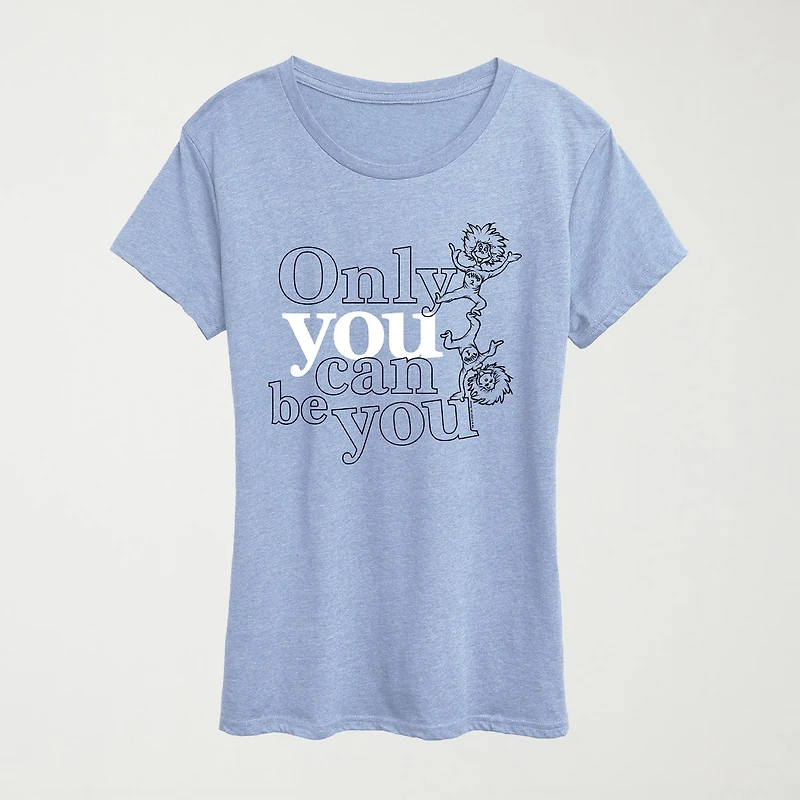 Only You Can Be Womens Crew Neck Short Sleeve Classic Fit Dr. Seuss Graphic T-Shirt