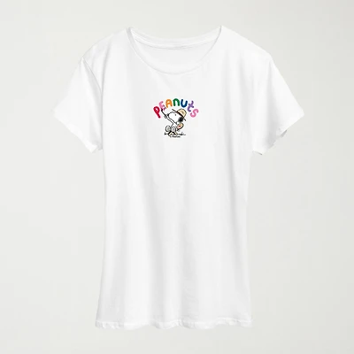 Peanuts Doodle Womens Crew Neck Short Sleeve Classic Fit Graphic T-Shirt