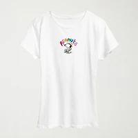 Peanuts Doodle Womens Crew Neck Short Sleeve Classic Fit Graphic T-Shirt