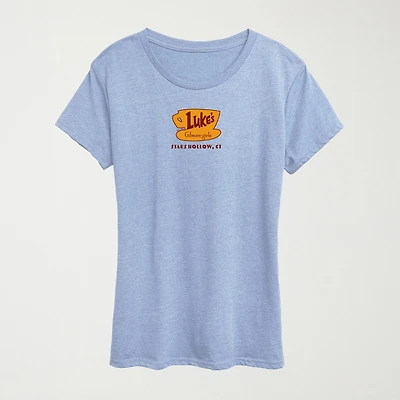 Gilmore Girls Luke'S Coffee Womens Crew Neck Short Sleeve Classic Fit Graphic T-Shirt