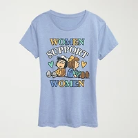 Womens Crew Neck Short Sleeve Classic Fit Peanuts Graphic T-Shirt