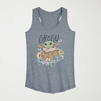 Floral Spring Grogu Womens Scoop Neck Sleeveless Baby Yoda Tank Top