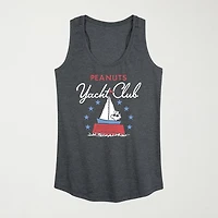Yacht Club Womens Scoop Neck Sleeveless Peanuts Tank Top