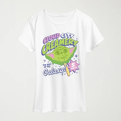 Cloud City Creamery Womens Crew Neck Short Sleeve Classic Fit Star Wars Graphic T-Shirt