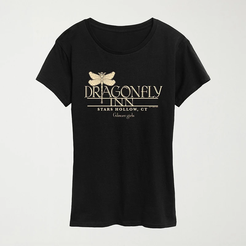Gilmore Girls Dragonfly Inn Stars Hallow Womens Crew Neck Short Sleeve Classic Fit Graphic T-Shirt