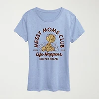 Messy Moms Club Womens Crew Neck Short Sleeve Classic Fit Peanuts Graphic T-Shirt