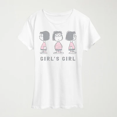 Marcie Girls Girl Womens Crew Neck Short Sleeve Classic Fit Peanuts Graphic T-Shirt