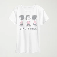 Marcie Girls Girl Womens Crew Neck Short Sleeve Classic Fit Peanuts Graphic T-Shirt
