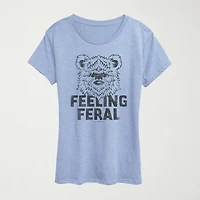 Feeling Feral Ewok Womens Crew Neck Short Sleeve Classic Fit Star Wars Graphic T-Shirt