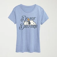 Do Not Disturb Womens Crew Neck Short Sleeve Classic Fit Snoopy Graphic T-Shirt