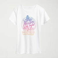 Gradient Womens Crew Neck Short Sleeve Classic Fit Star Wars Graphic T-Shirt