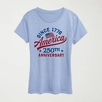 America 250 Womens Crew Neck Short Sleeve Classic Fit Graphic T-Shirt