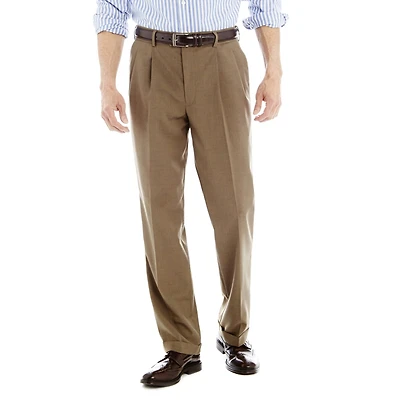 Stafford® Travel Sharkskin Pleated Dress Pants - Classic