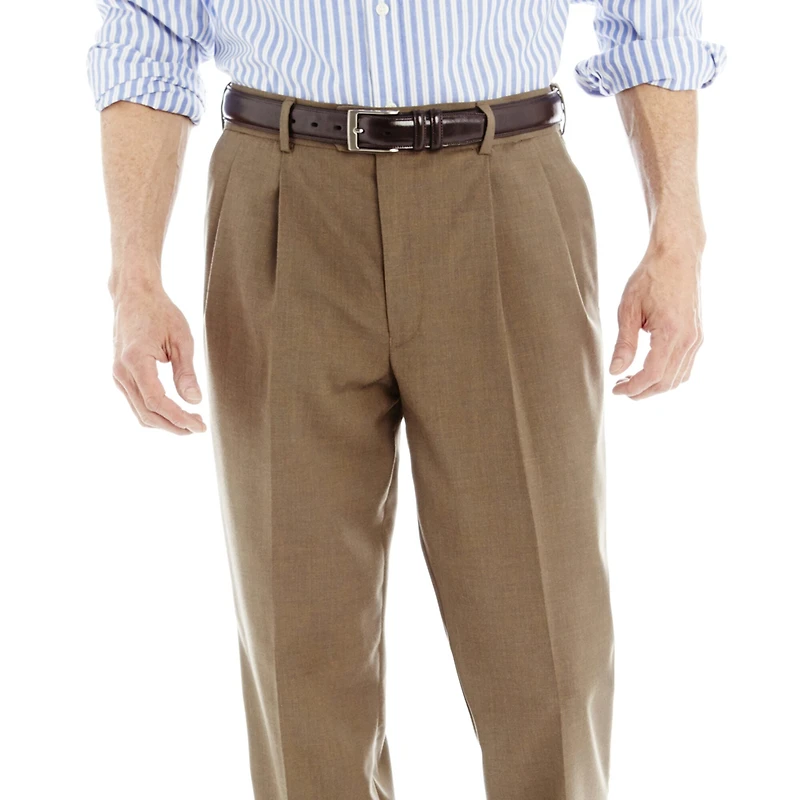Stafford® Travel Sharkskin Pleated Dress Pants - Classic
