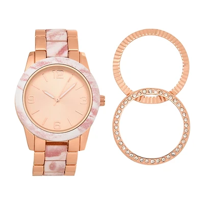 Geneva Womens Rose Goldtone Bracelet Watch Wac7253jc