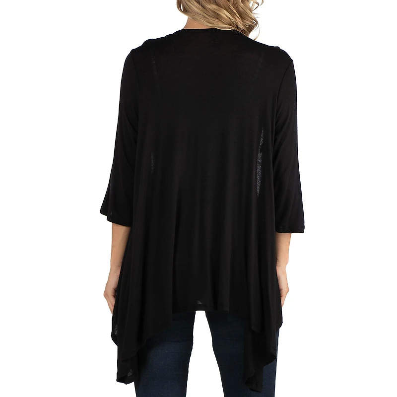 24/7 Comfort Apparel Elbow Length Sleeve Open Cardigan