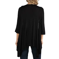 24/7 Comfort Apparel Elbow Length Sleeve Open Cardigan