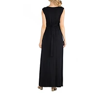 24/7 Comfort Apparel V Neck Sleeveless Maxi Dress with Belt