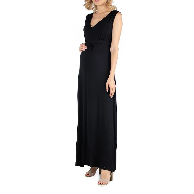24/7 Comfort Apparel V Neck Sleeveless Maxi Dress with Belt