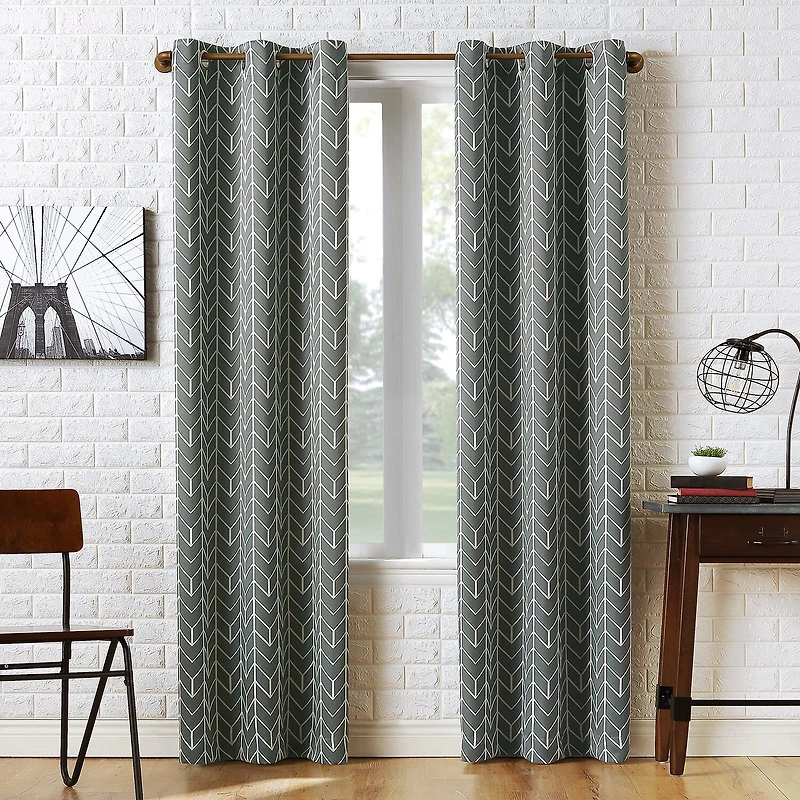 Sun Zero Kenwood Chevron Grommet Top Energy Saving Blackout Single Curtain Panel