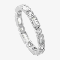 Womens Cubic Zirconia Sterling Silver Band