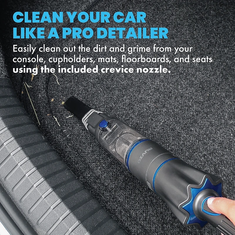 Ruvio Pro Cordless Rechargeable Hand Vacuum 17” Portable Vacuum Cleaner for Home and Car Use