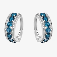 Limited Quantities! Womens Genuine Blue Topaz Sterling Silver 23.5mm Hoop Earrings