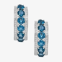 Limited Quantities! Womens Genuine Blue Topaz Sterling Silver 23.5mm Hoop Earrings