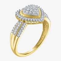 (G-H / I1-I2) Womens 1/3 CT.T.W. Lab-Grown Diamond 10K Gold Heart Halo Cocktail Ring