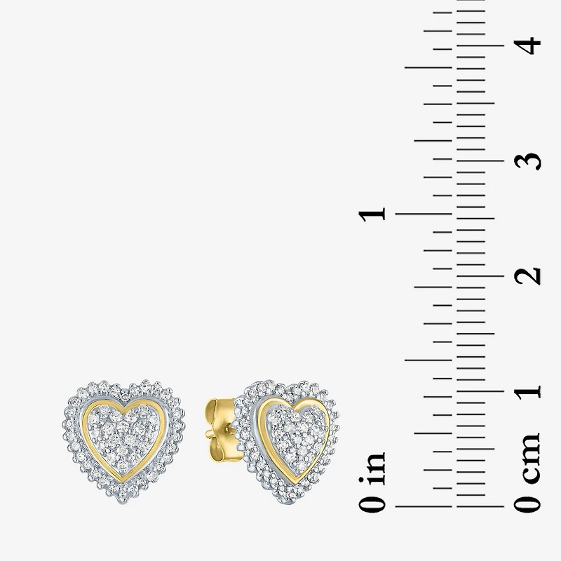 (G-H / I1-I2) 1/3 CT.T.W. Lab-Grown Diamond 10K Gold 11mm Heart Stud Earrings
