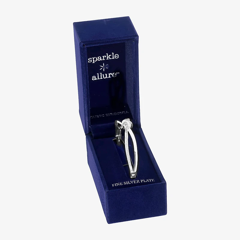 Sparkle Allure Womens Cubic Zirconia Pure Silver Over Brass Knot Bangle Bracelet