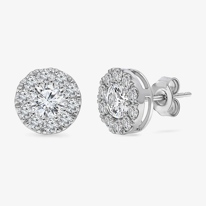 (I1/ I) 2 CT. T.W. Lab Grown White Diamond 10K Gold 9.4mm Round Stud Earrings