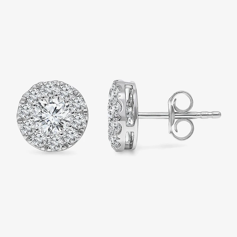 (I1/ I) 2 CT. T.W. Lab Grown White Diamond 10K Gold 9.4mm Round Stud Earrings